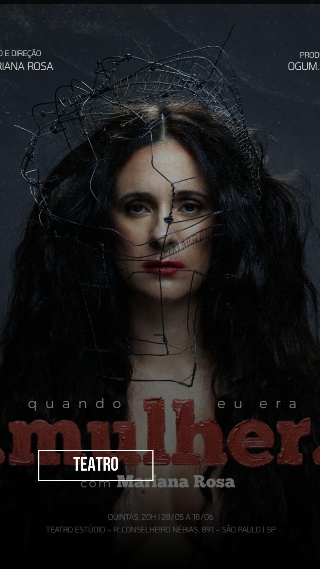 Mariana Rosa desafia padrões em “Quando Eu Era Mulher” no Teatro Estúdio